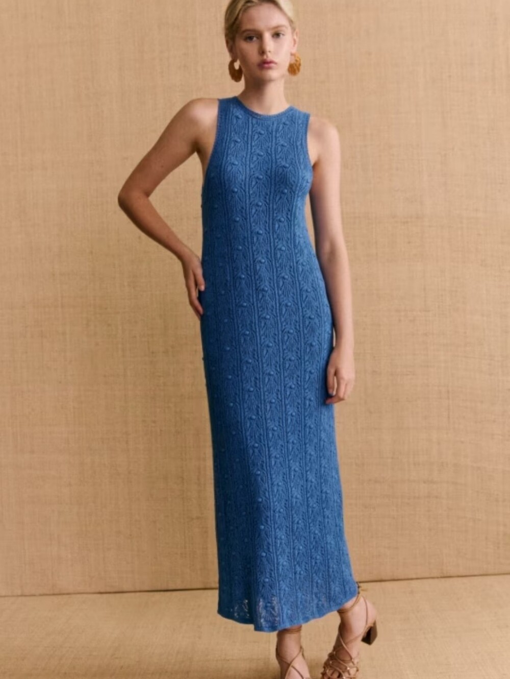 Sezane Blue Sleeveless Knit Midi Dress